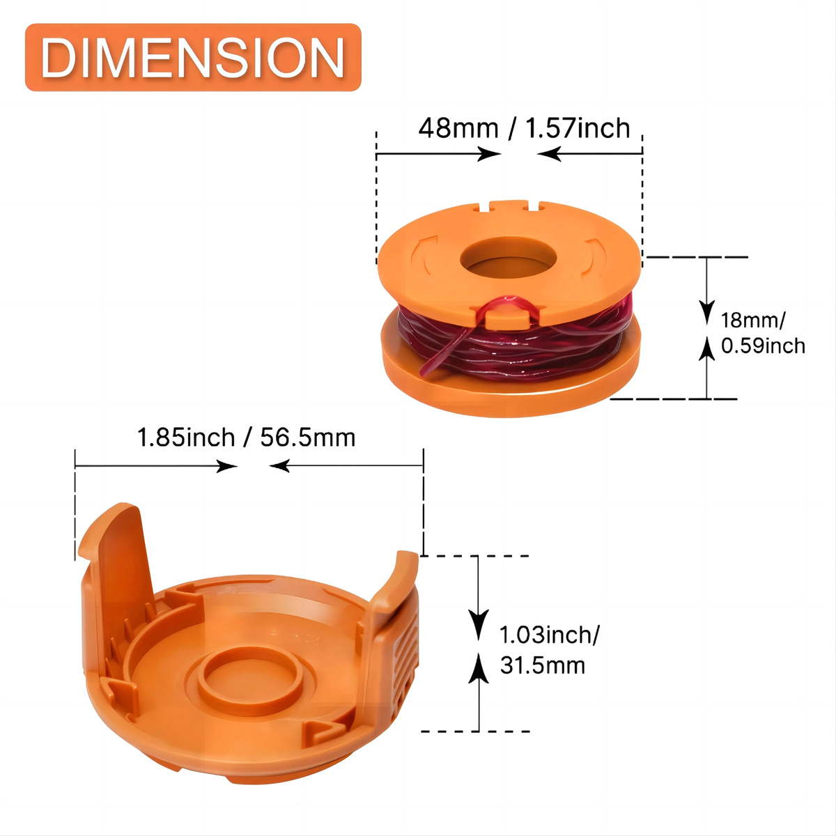 12PCSWA0010EdgerSpoolsReplacementforWorxTrimmerSpoolLineTrimmerLineRefills0065inchSuitableforWorxStr-2013402-8