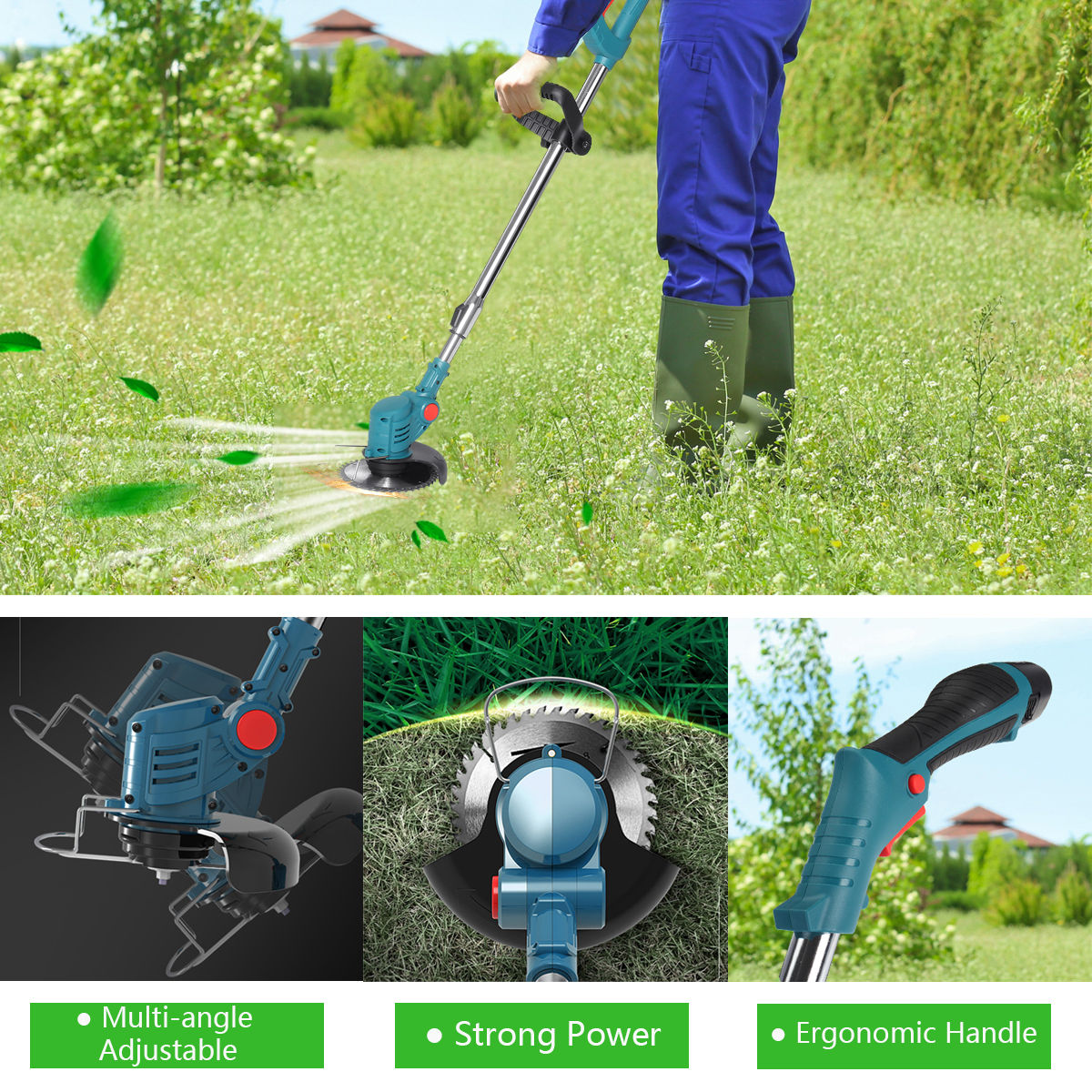 12VElectricLawnMowerCordlessGrassTrimmerCutterPruningWeedGardenTools-1843020-11