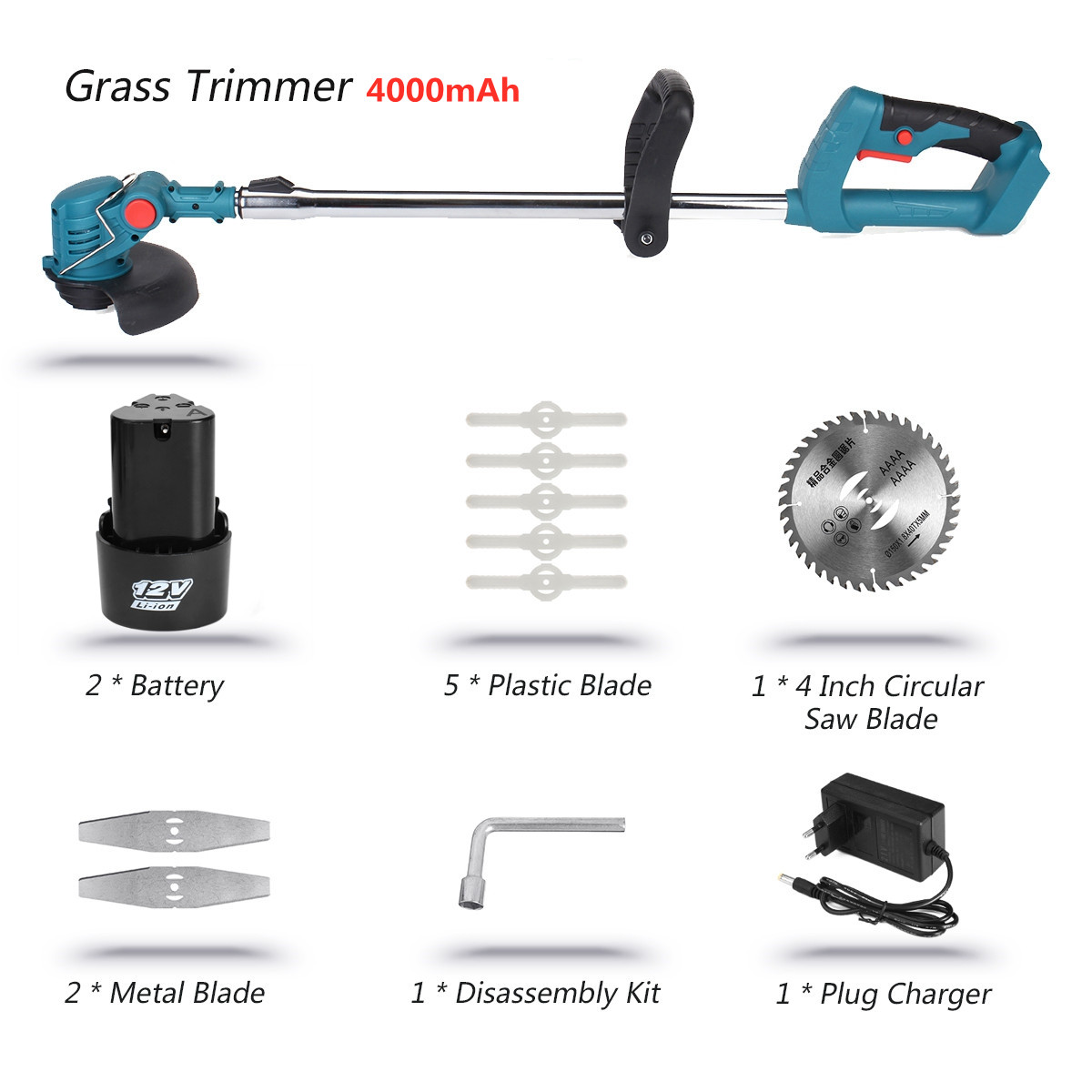 12VElectricLawnMowerCordlessGrassTrimmerCutterPruningWeedGardenTools-1843020-15