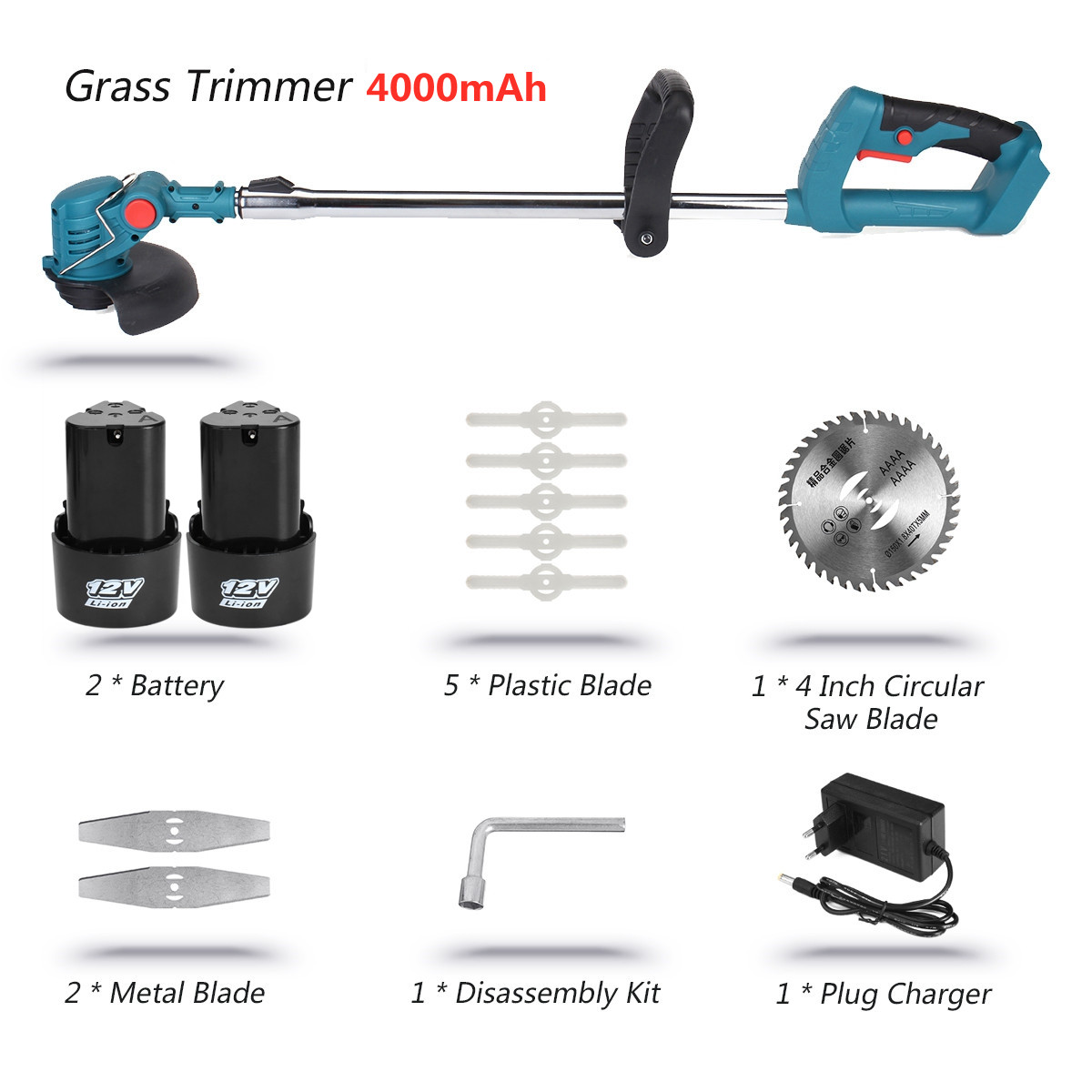 12VElectricLawnMowerCordlessGrassTrimmerCutterPruningWeedGardenTools-1843020-16