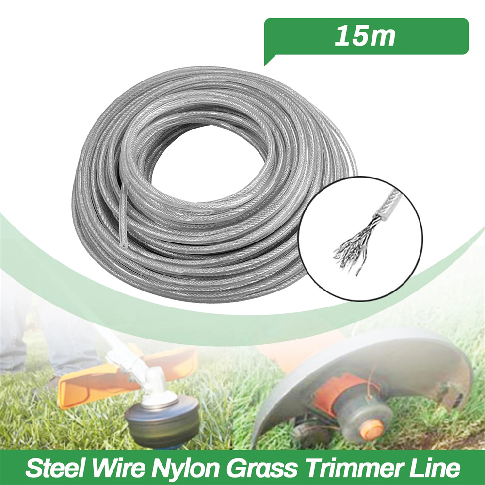 1PCS15MSteelWireNylonGrassTrimmerLineRoundRollReplacementforEfficientEco-FriendlyGardeningHighDurabi-2013400-1