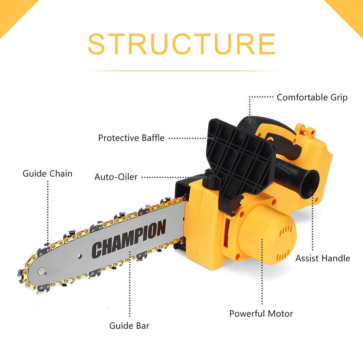 Drillpro10InchCordlessBrushlessElectricChainSawWoodworkingWoodCutterForMakitaBatteryWPlasticBox-1878858-7