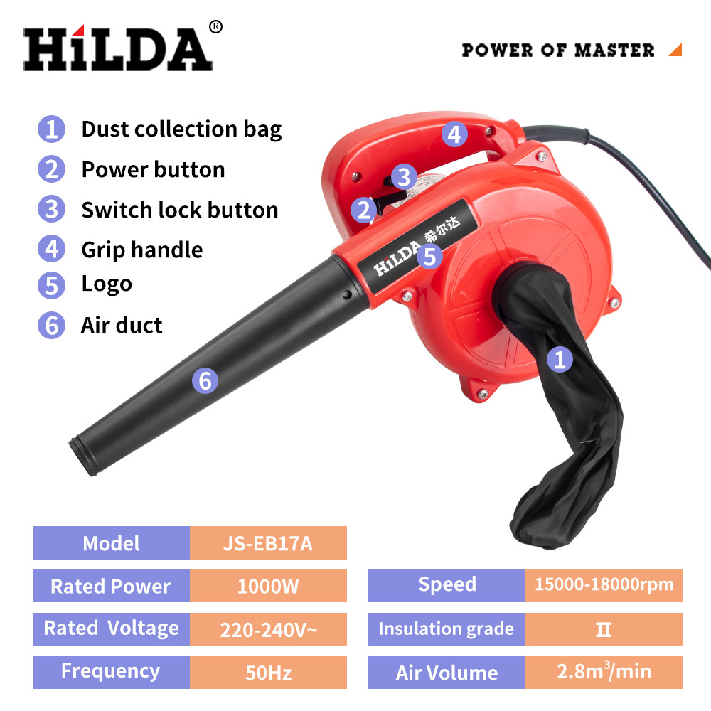 HILDAJS-EB17AIndustrialBlowerVacuum1000WHighPowerAdjustableSpeed28m3minAirVolumeDustRemoverCleaningT-1994399-3