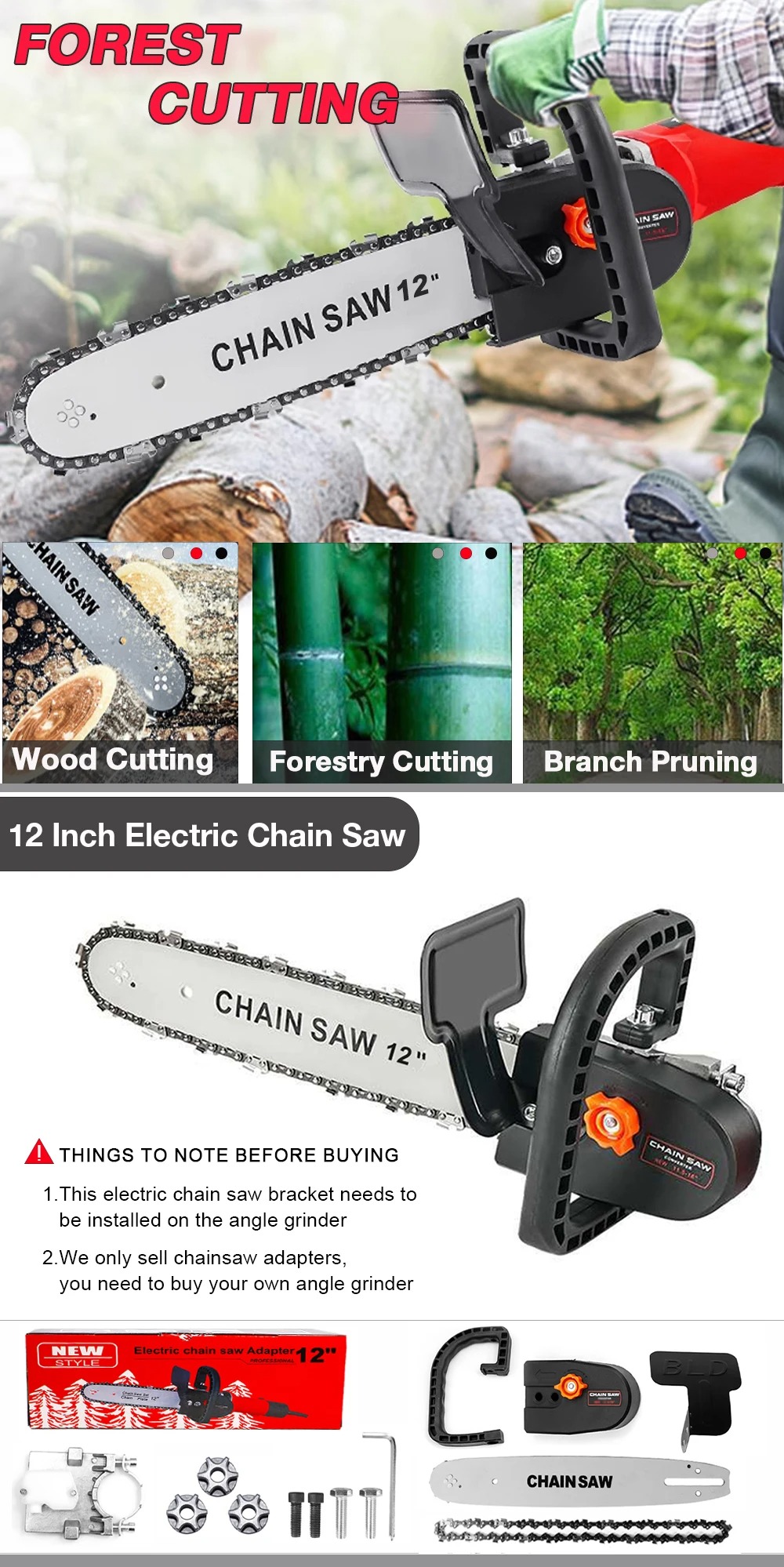 HLIDAMulti-CompatibleElectricChainSawConverterDIYKitAdjustableHardenedSawChainHighSpeed11000rpmwithA-2003666-1