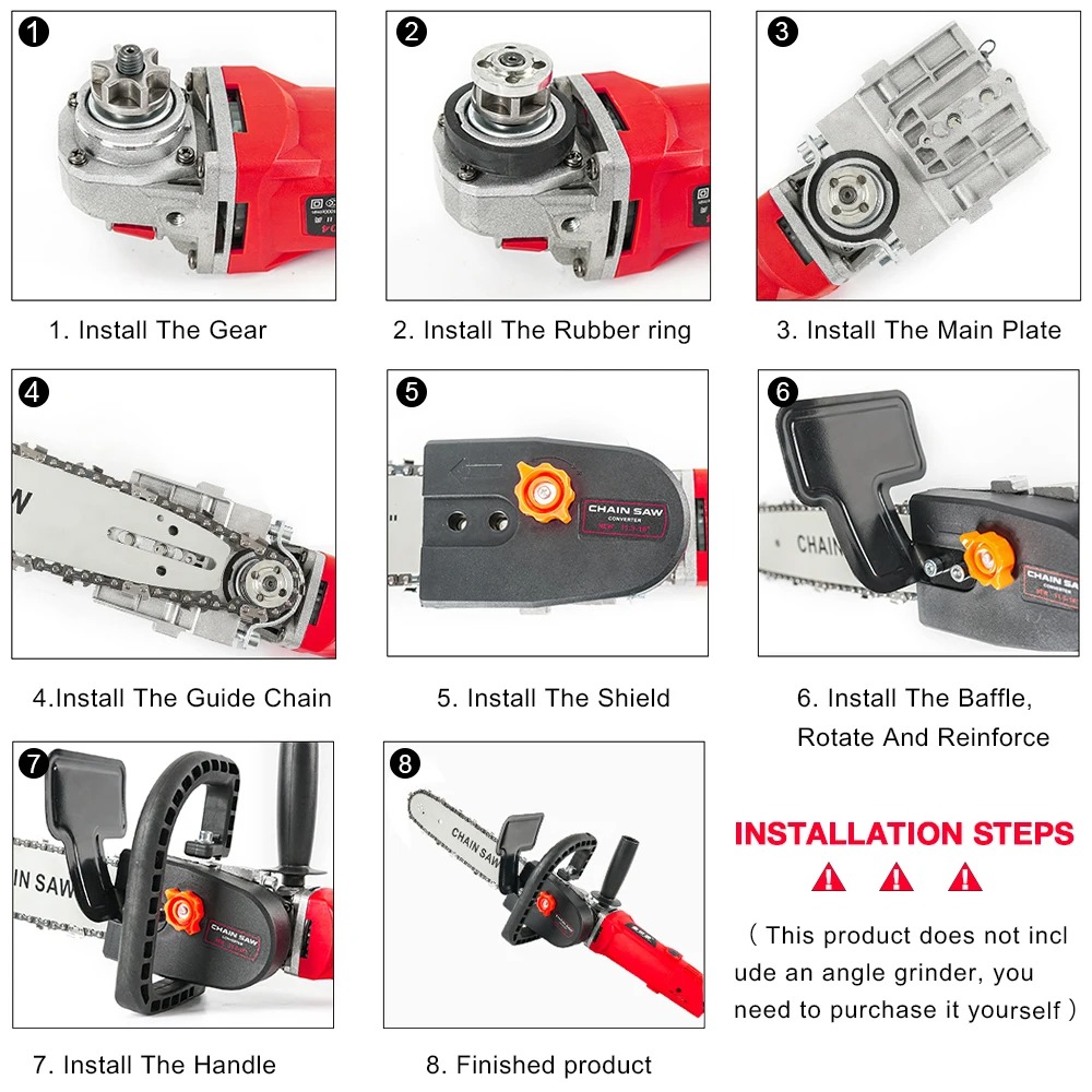 HLIDAMulti-CompatibleElectricChainSawConverterDIYKitAdjustableHardenedSawChainHighSpeed11000rpmwithA-2003666-6