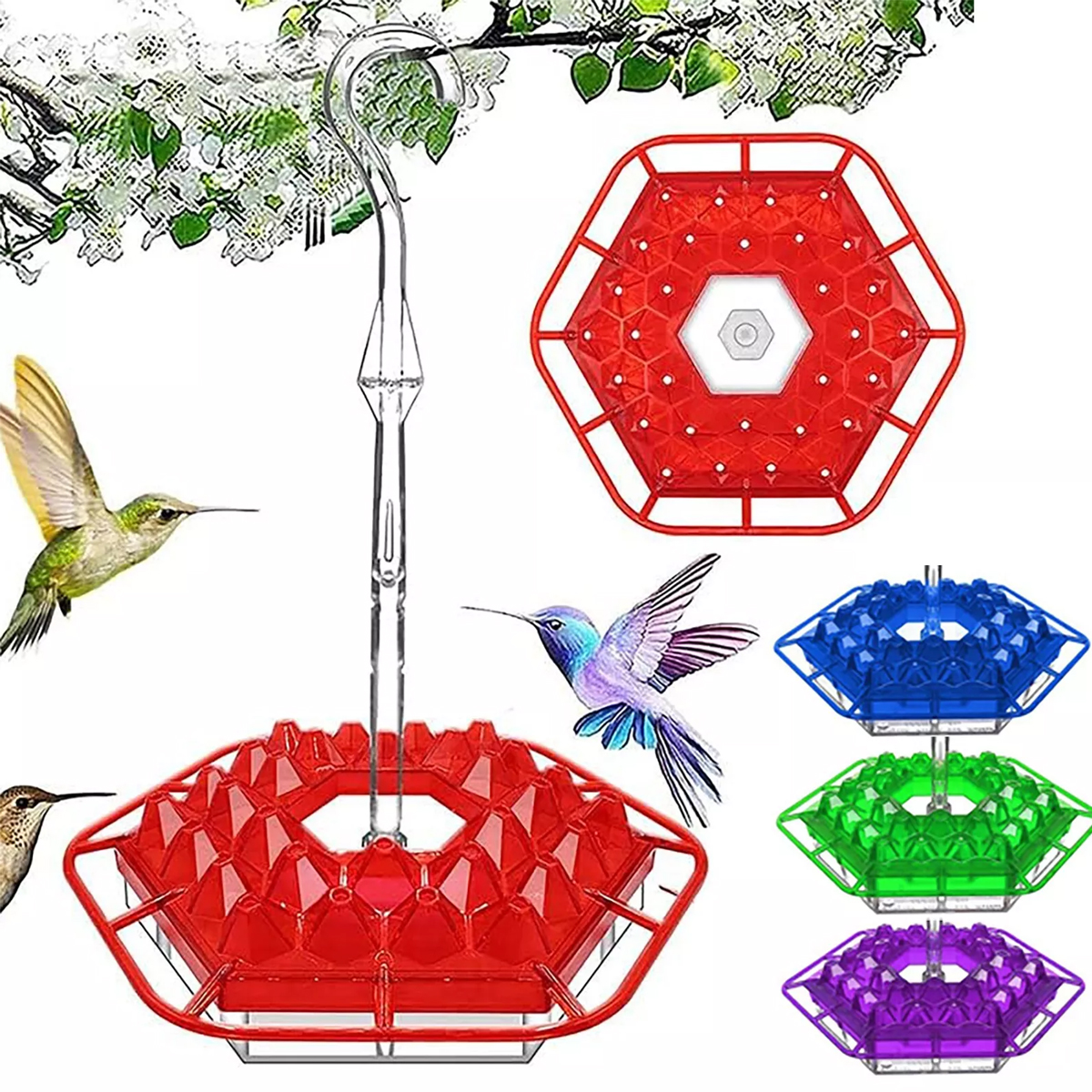Hand-BlownHummingbirdFeederMulti-FeedPortsEasyCleanMountAcrylicOutdoorHangingBirdFeederWindChimesDes-2013404-1