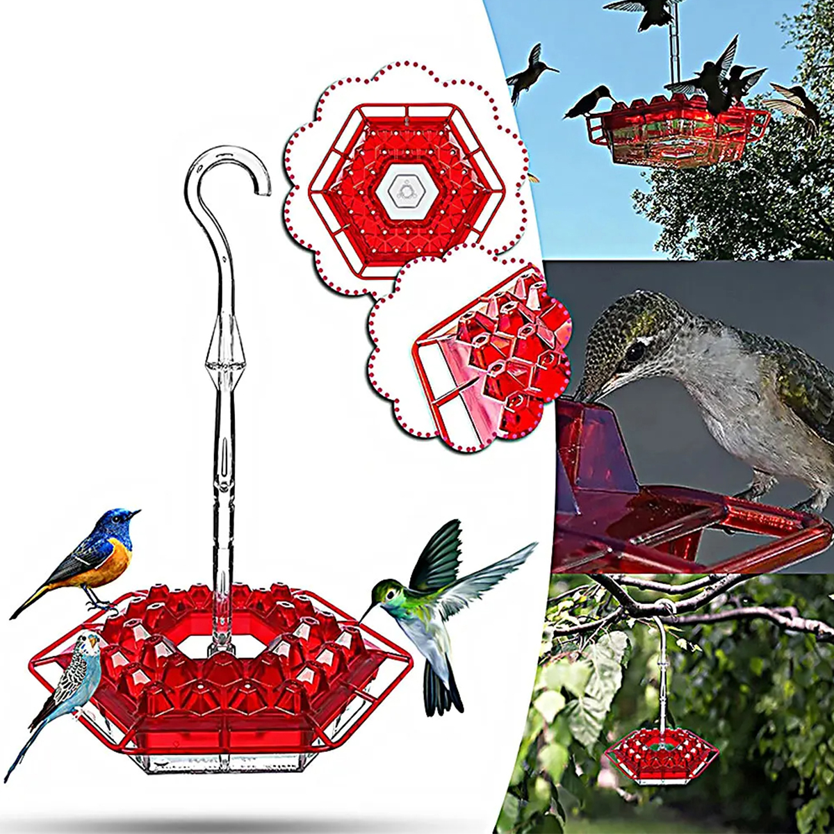 Hand-BlownHummingbirdFeederMulti-FeedPortsEasyCleanMountAcrylicOutdoorHangingBirdFeederWindChimesDes-2013404-2