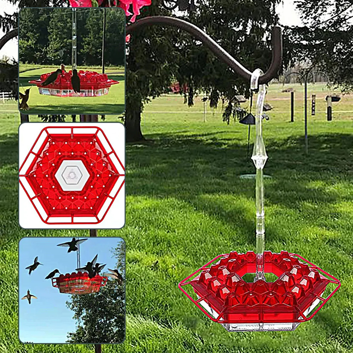 Hand-BlownHummingbirdFeederMulti-FeedPortsEasyCleanMountAcrylicOutdoorHangingBirdFeederWindChimesDes-2013404-5