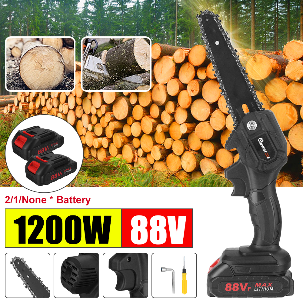 MUSTOOL6Inch1200WElectricChainSawPruningChainSawCordlessWoodworkingCutterToolWNone1pc2pcsBattery-1829536-1