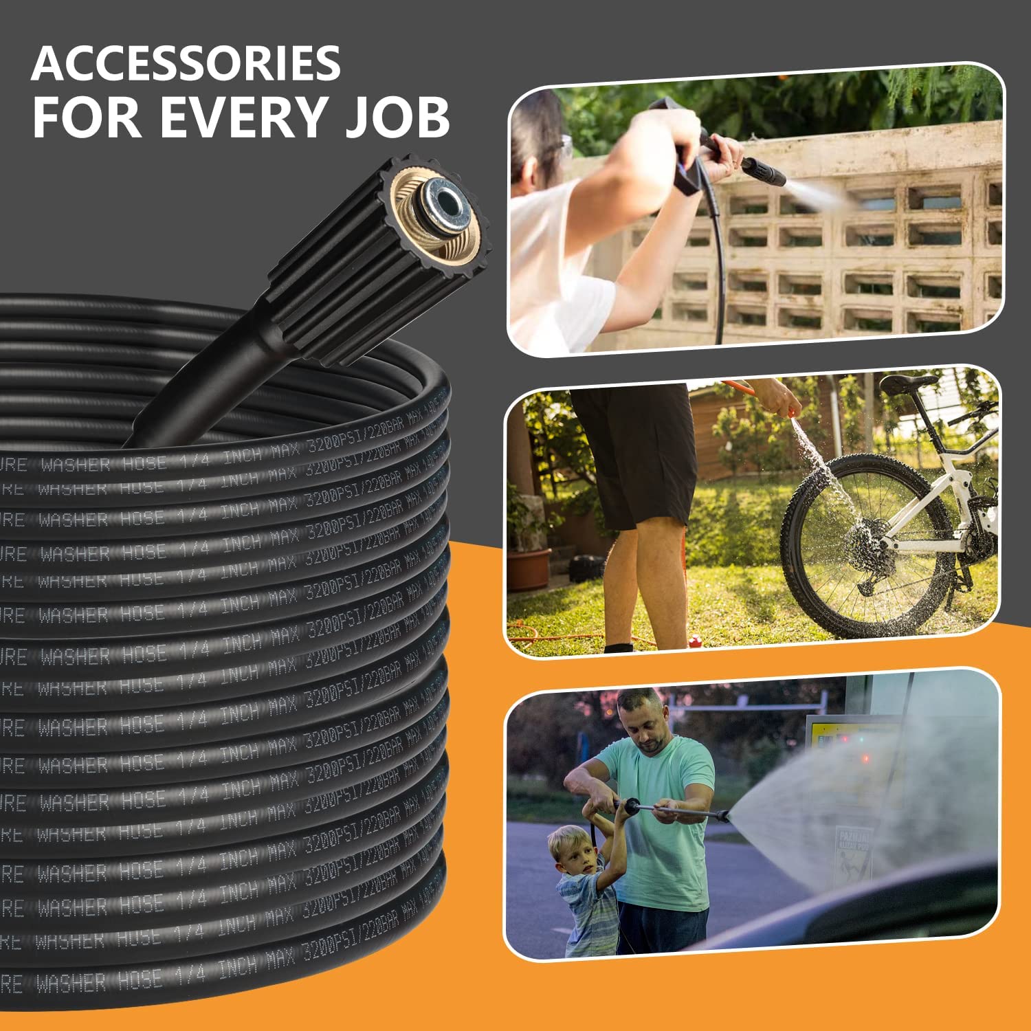 PressureWasherHose50FT14KinkFreeM22-14mmBrassThreadReplacementForMostBrandPressureWashers3200PSI-1980417-3