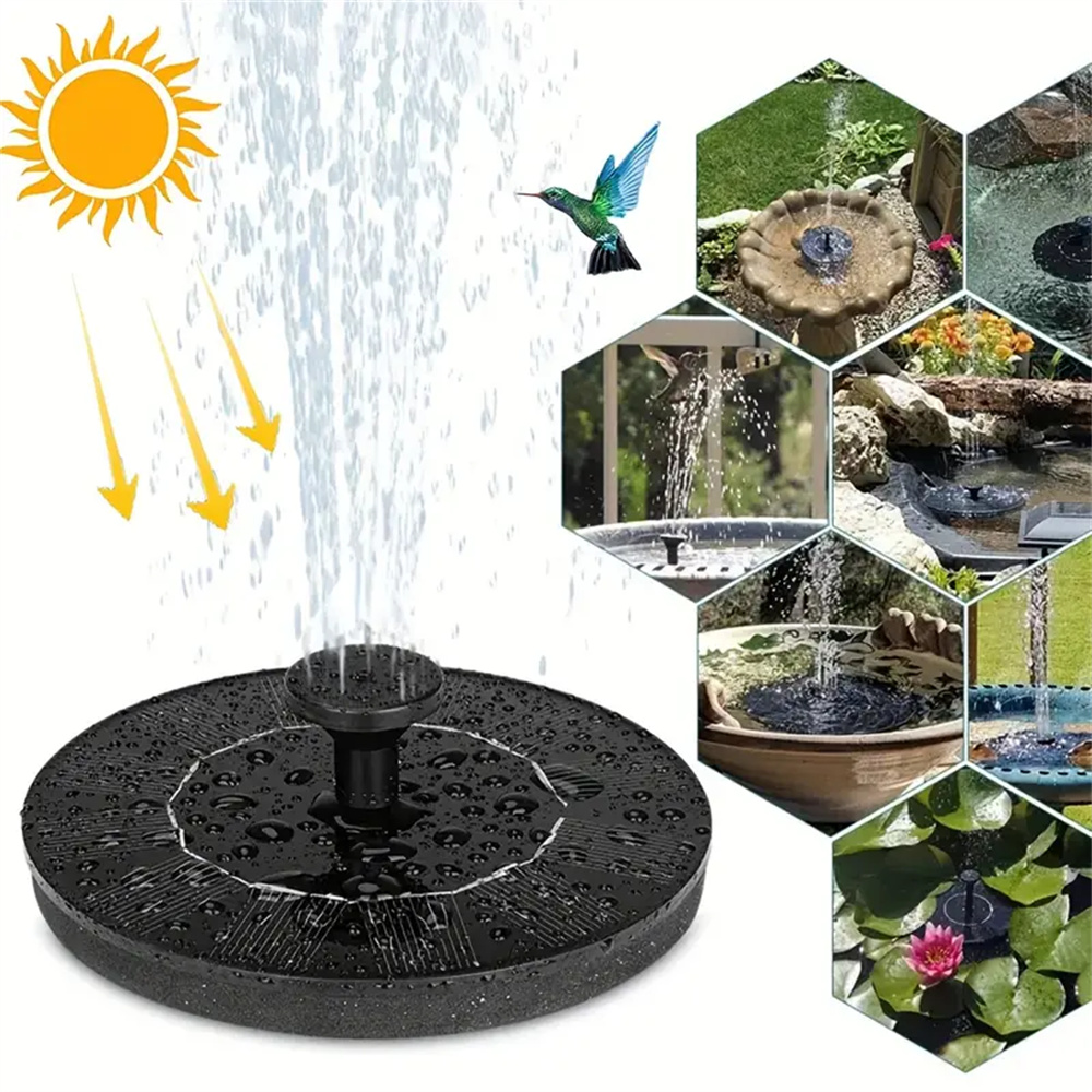 SolarPoweredMiniGardenPondFountainPumpwith15W7VSolarPanelHighLift110cmMaxFlowRate190LH6AdjustableSpr-2014829-1