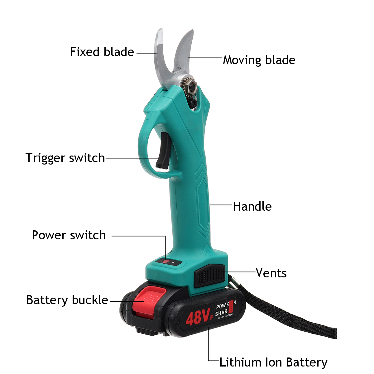 VIOLEWORKS21V30mmCordlessElectricBranchScissorsPruningShearsPrunerRatchetCutterwith2Battery-1734555-8