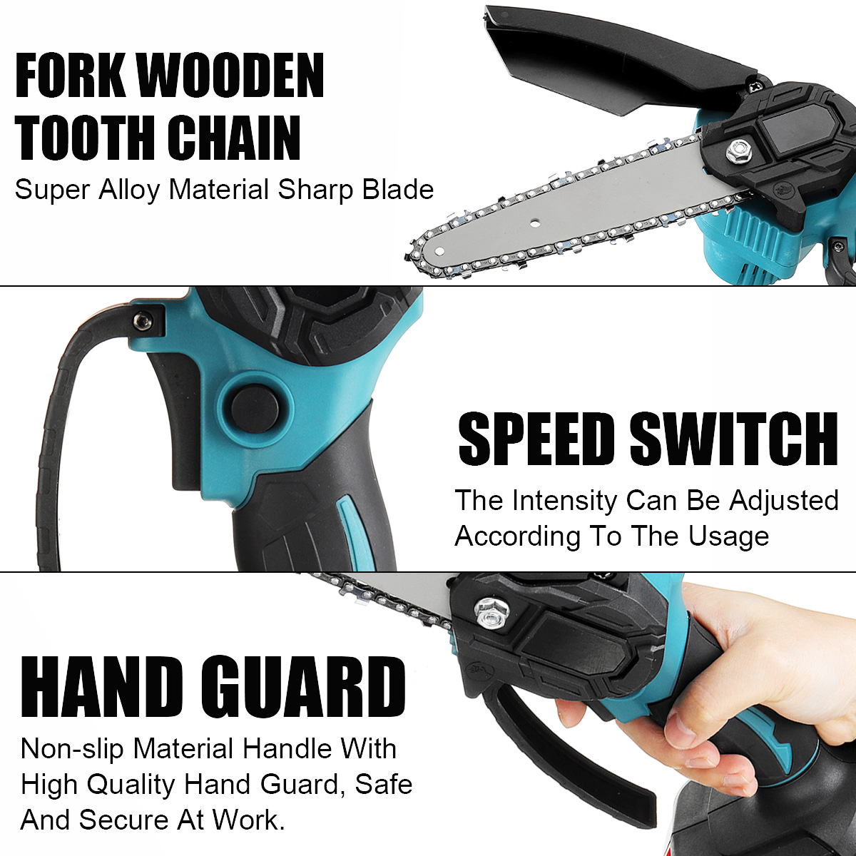 VIOLEWORKS6Inch88VFElectricChainSawRechargableChainsawsOne-handedLithoumBatteryWoodCutterWith012Batt-1849784-7