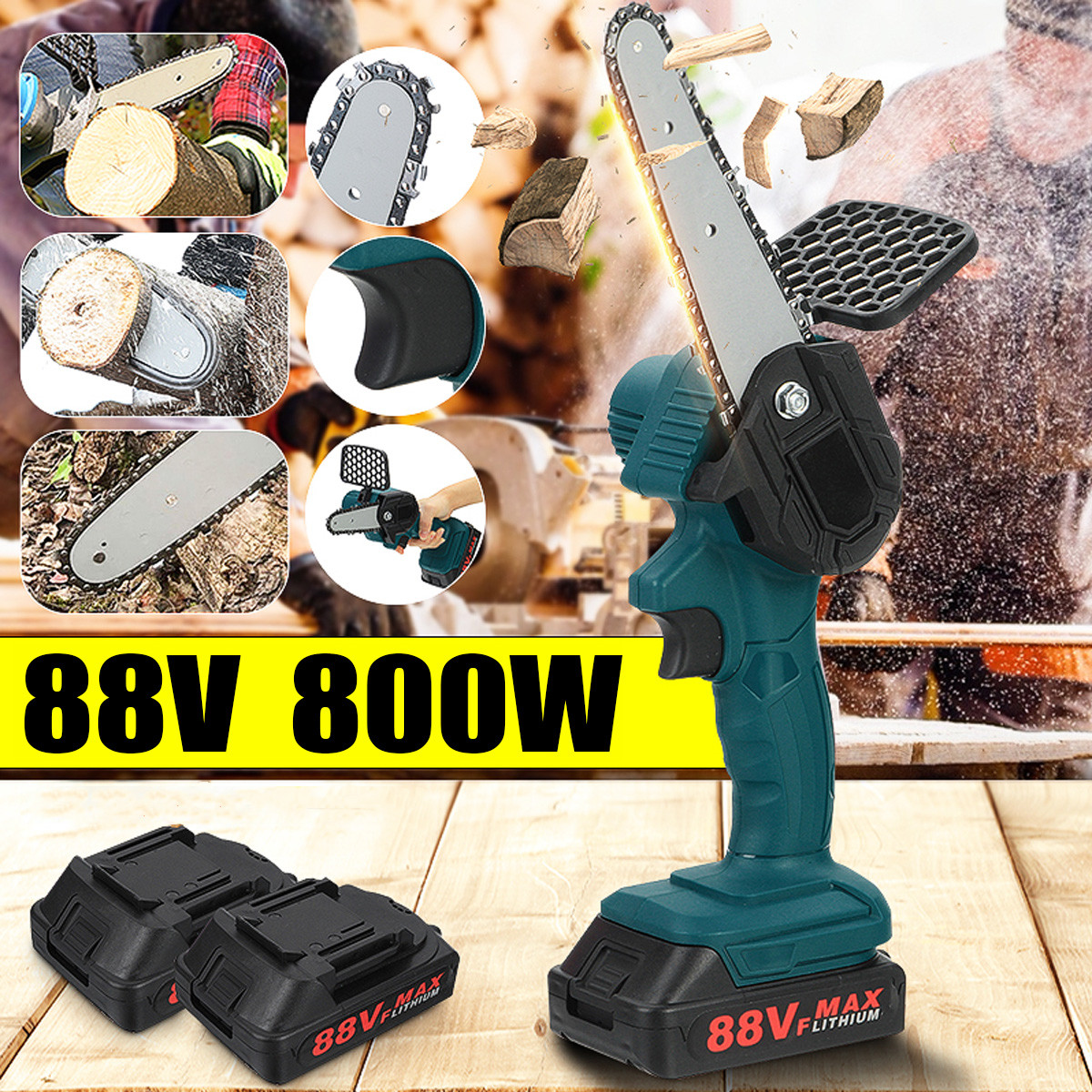 VIOLEWORKS88VCordlessElectricSaw4inchOne-handChainSawsWoodworkingCuttingToolW1or2pcsBatteryTreePruni-1829022-2