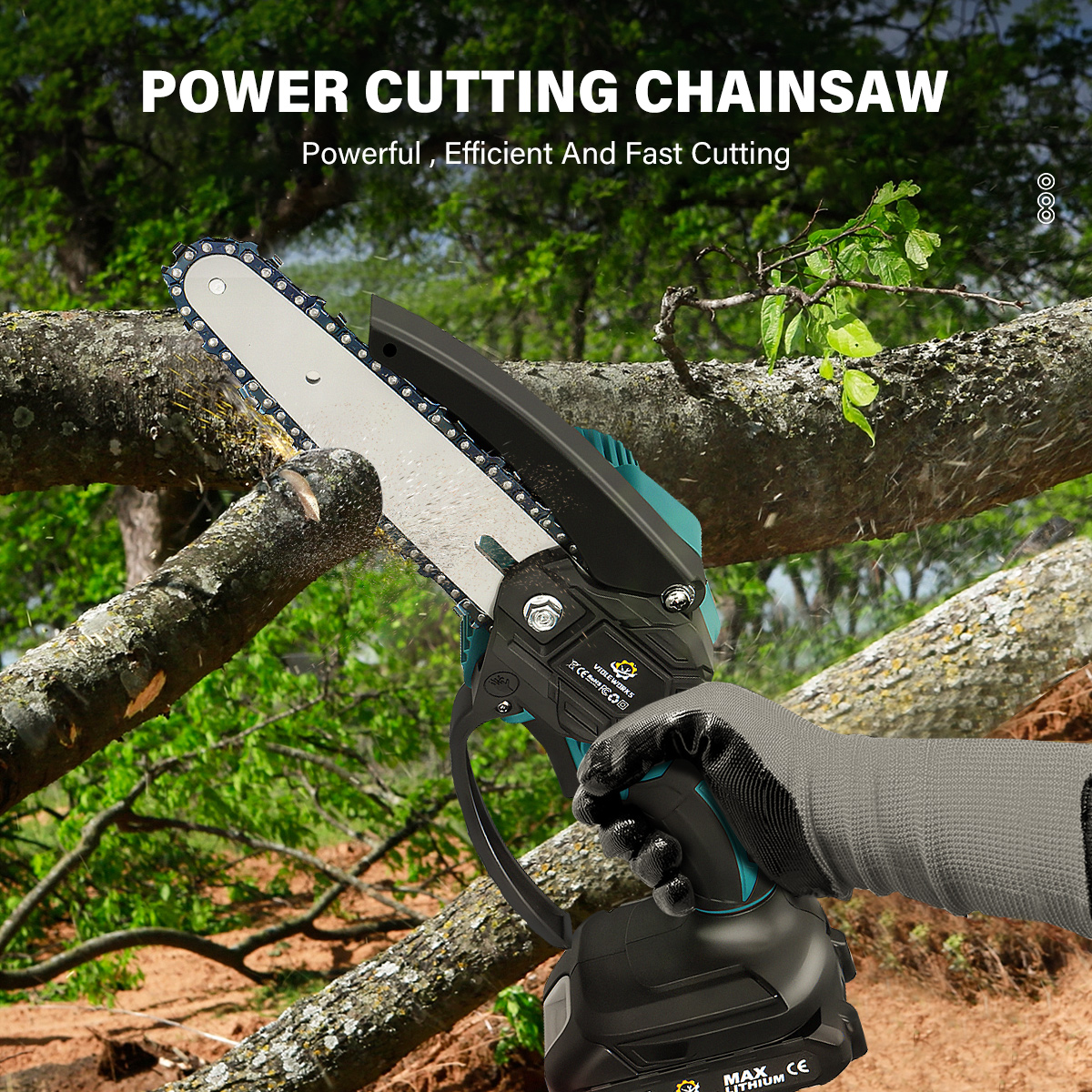 VIOLEWORKS88VF6InchElectricChainSaw1500WCordlessOne-HandSawsWoodworkingToolWoodCutterWNone12BatteryF-1862023-3