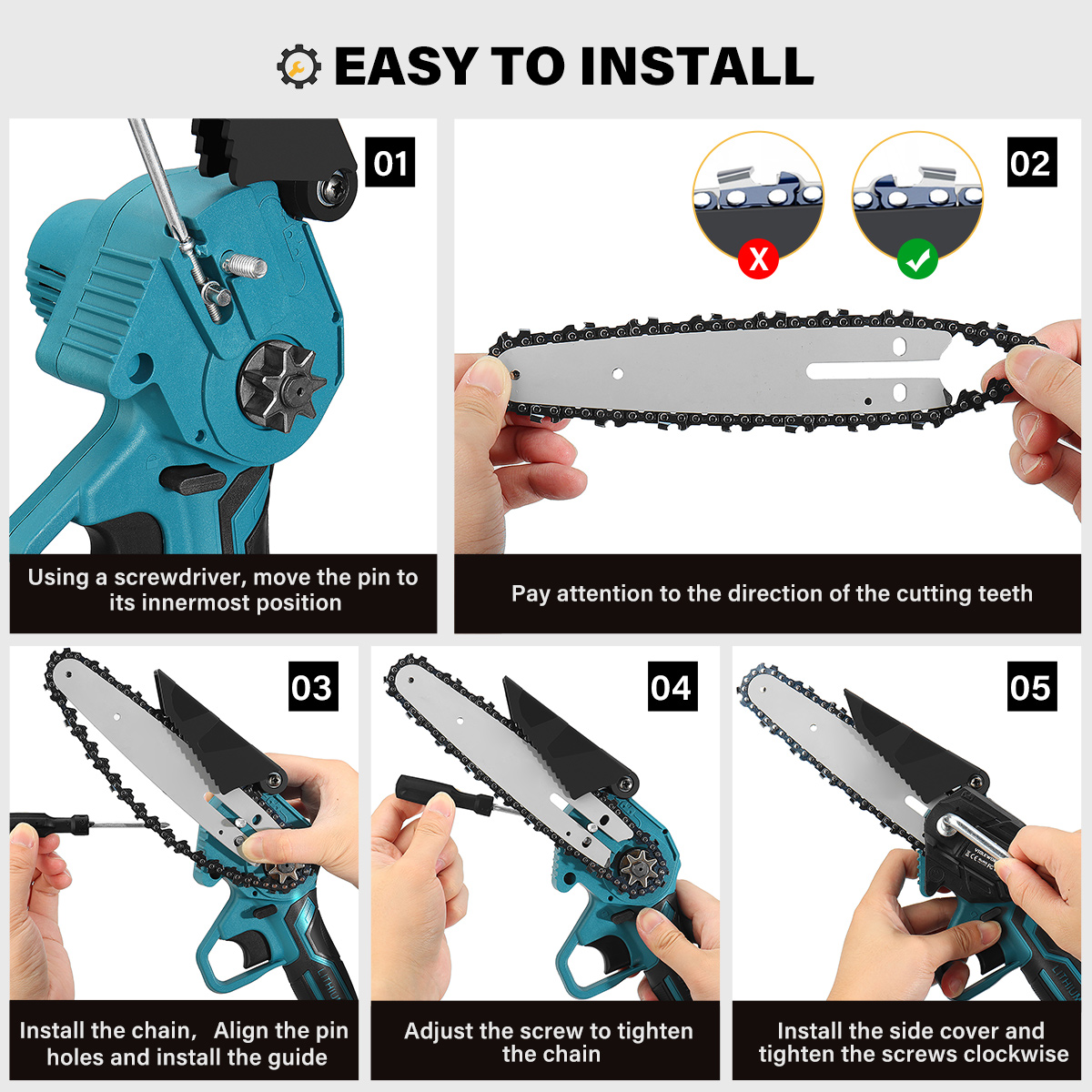 VIOLEWORKS88VF6InchElectricChainSaw1500WCordlessOne-HandSawsWoodworkingToolWoodCutterWNone12BatteryF-1862023-7