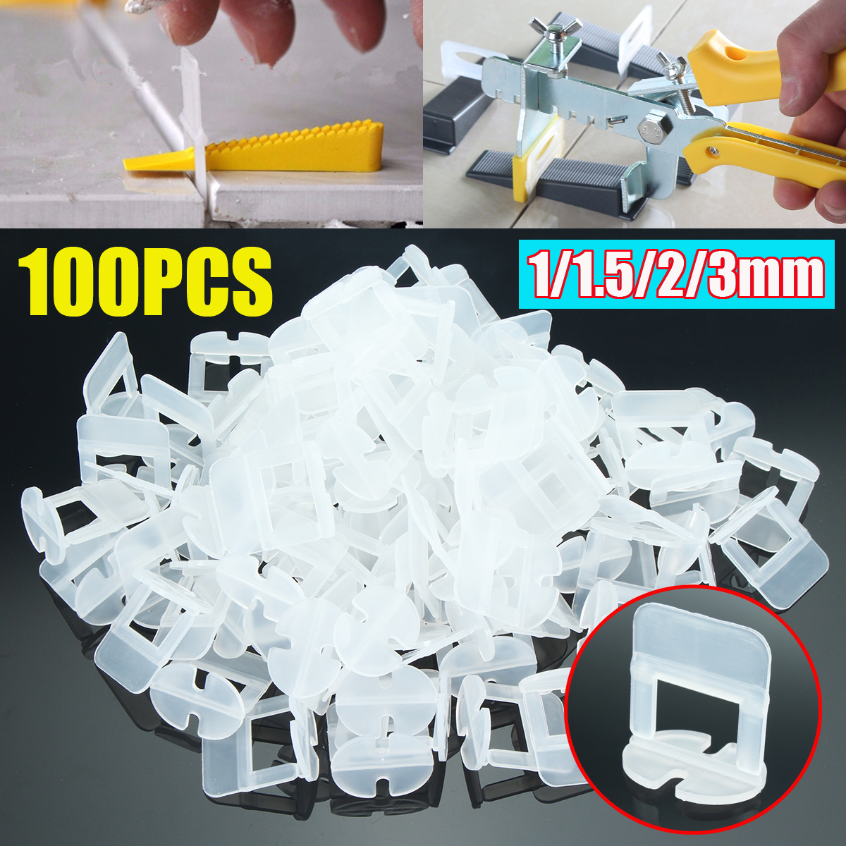 100Pcs10152030mmTileLevelingSystemSpacerClipsFloorWallTilingTool-1248356-5