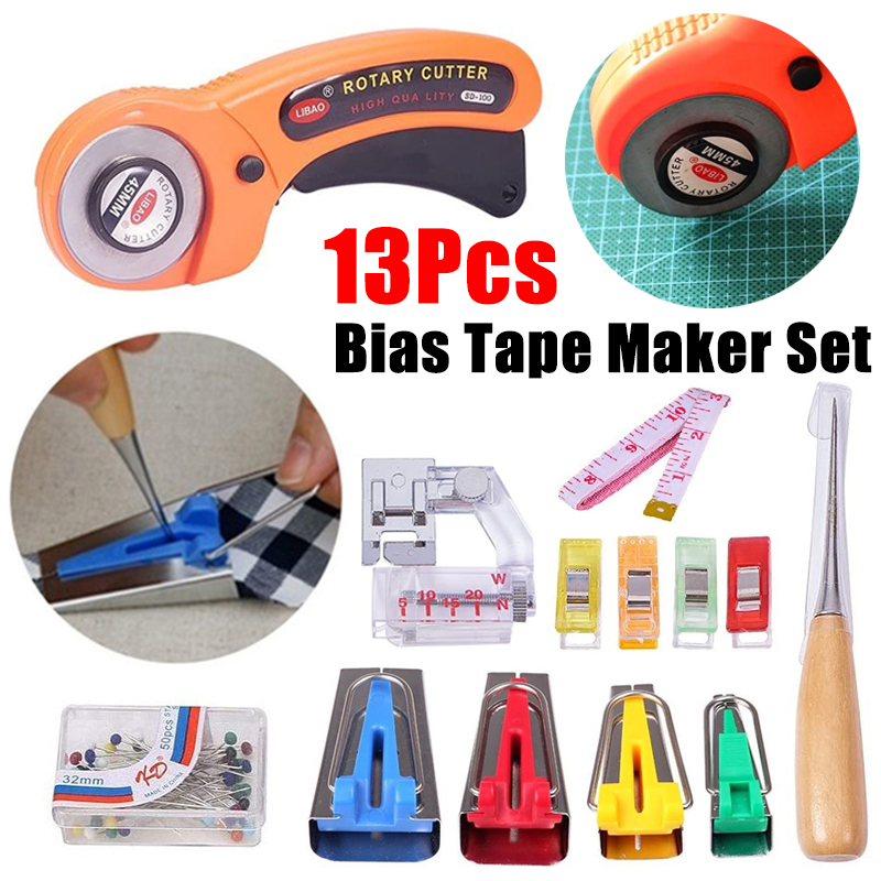 11213PcsFabricBiasTapeMakerRotaryCutterKitSewingQuiltingAwlPinBinderFootToolsSet-1826940-1