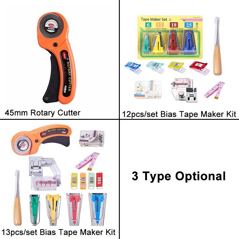 11213PcsFabricBiasTapeMakerRotaryCutterKitSewingQuiltingAwlPinBinderFootToolsSet-1826940-2