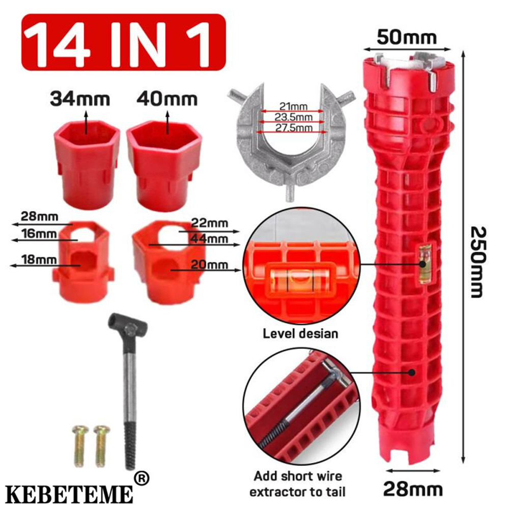 14-in-1SinkRepairWrenchAnti-SlipUniversalMulti-functionToolMadefromDurableAbsCarbonSteelandAlloyPerf-2006009-1