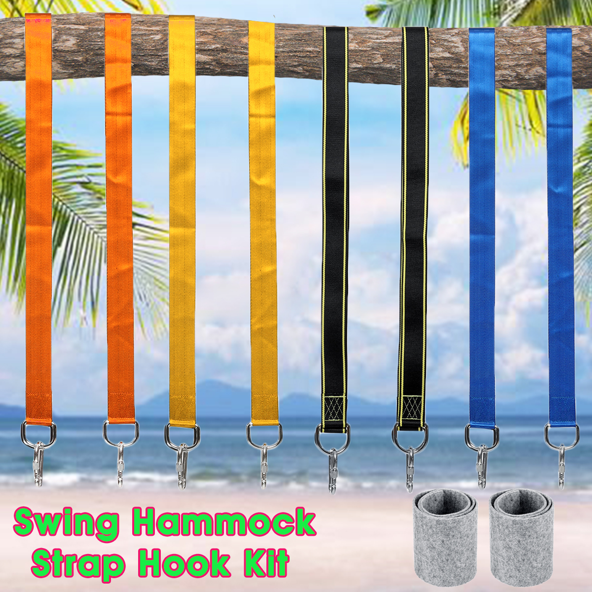 150cmTreeNylonSwingSlingHangingStrapKitAdjustableLengthHammockRopewithHooks-1556536-2