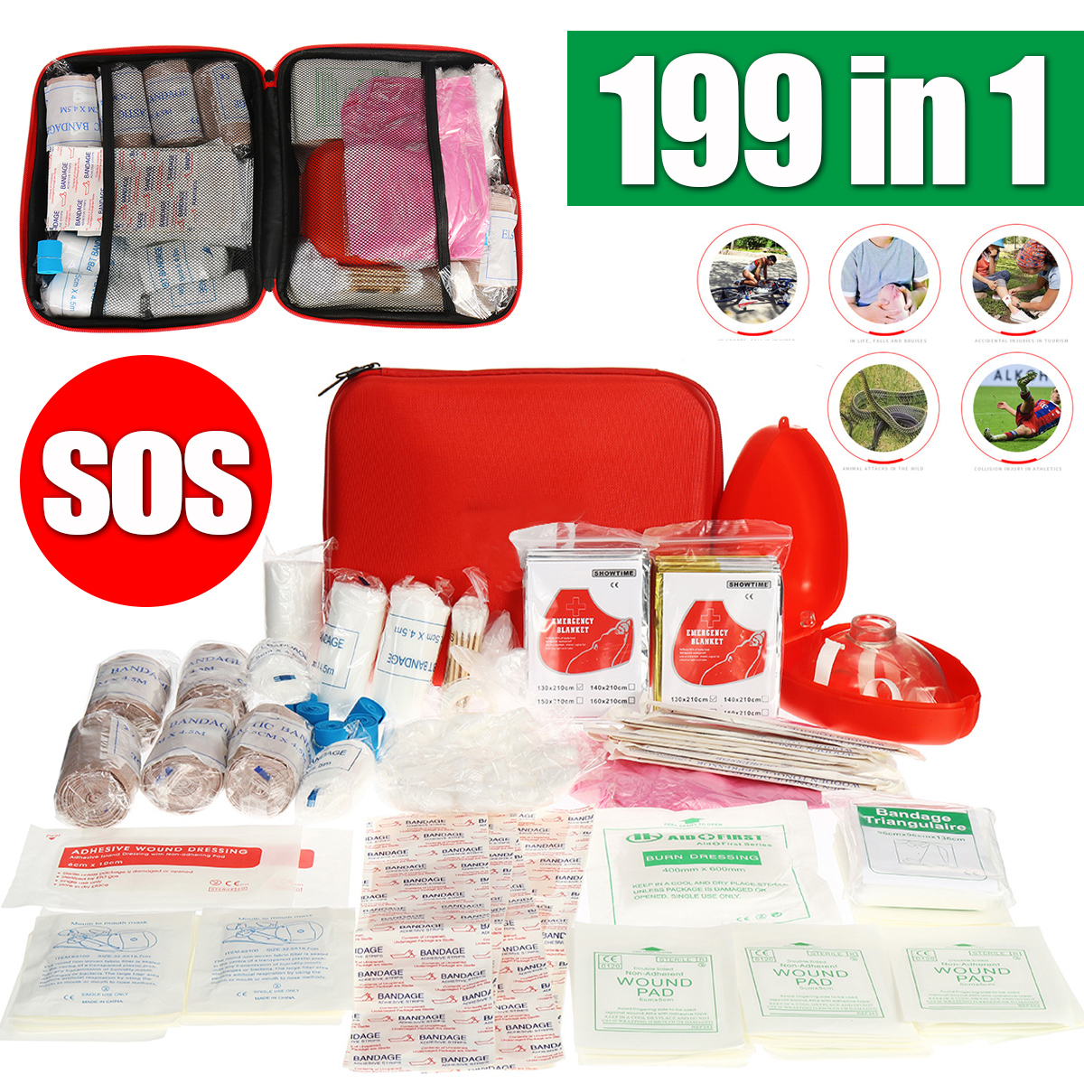 199PcsSurvivalFirstAidKitPortableOutdoorCampingSOSSelf-DefenseSafetyEmergencyToolsBag-1572069-1