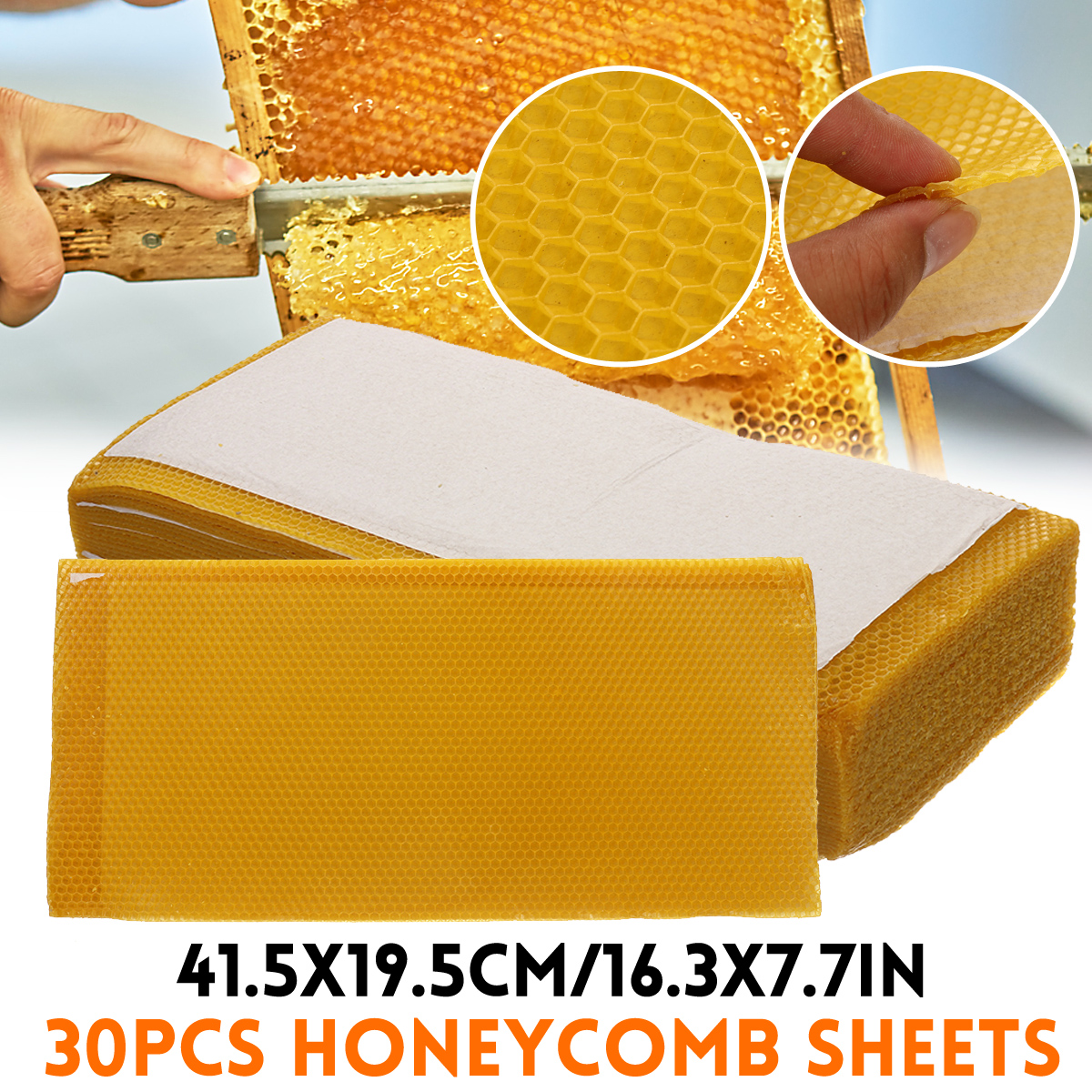 30PcsBeehiveBroodBoxWiredWaxFoundationHoneycombSheetsBeekeepingTools-1724908-2