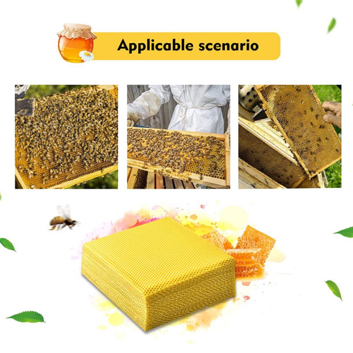 30PcsBeehiveBroodBoxWiredWaxFoundationHoneycombSheetsBeekeepingTools-1724908-5