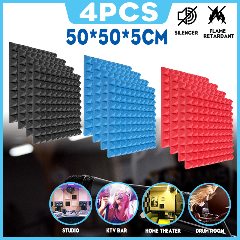 4Pcs50x50x5cmSoundproofingFoamAcousticWallPanelsStudioSoundproofFoam-1787873-1