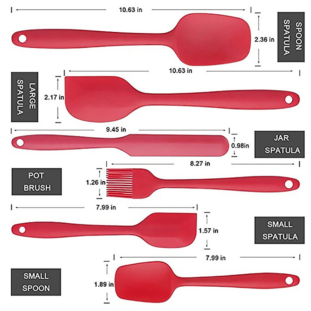 6PCSNon-StickRubberSpatulaSetHeat-ResistantSpatulaKitchenUtensilsSetToolsKit-1707591-10