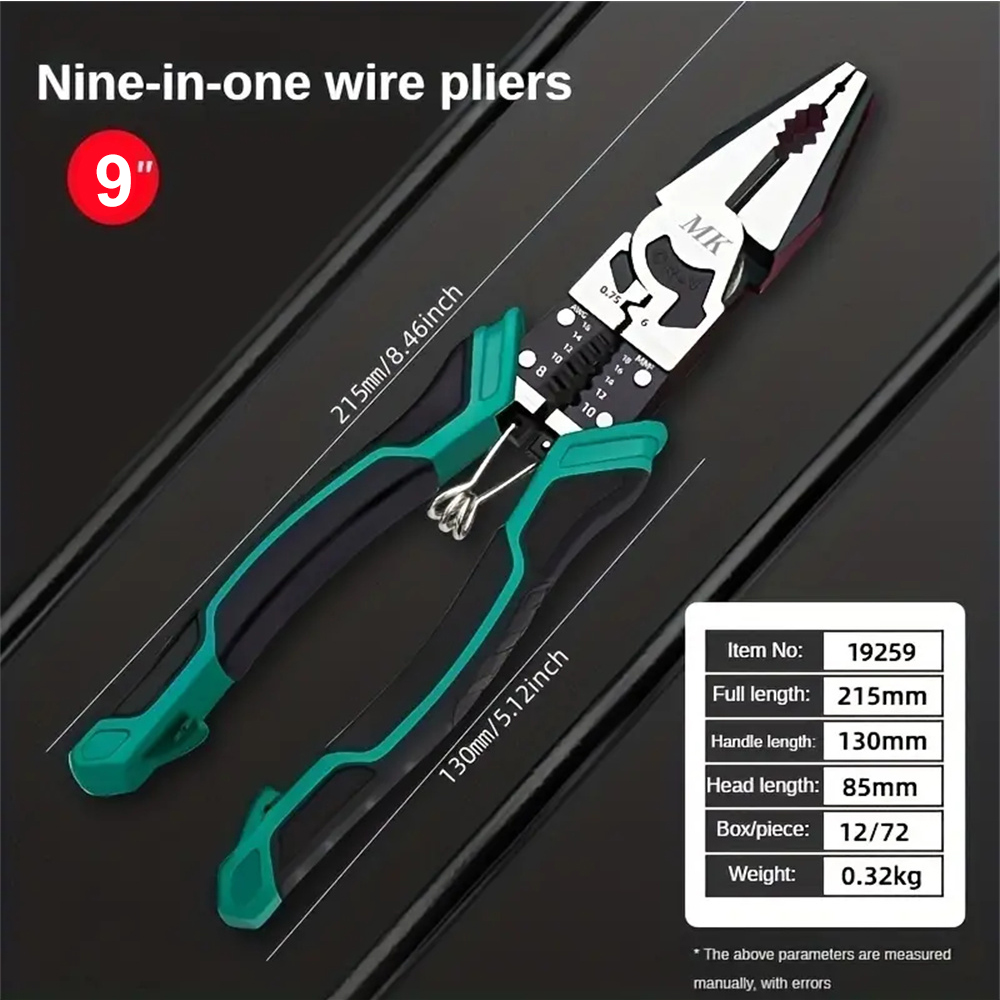 9Inch9in1MultifunctionalPlierIndustrialGradeWireStripperShearsViseErgonomicDesignLaborSavingElectric-1994432-1