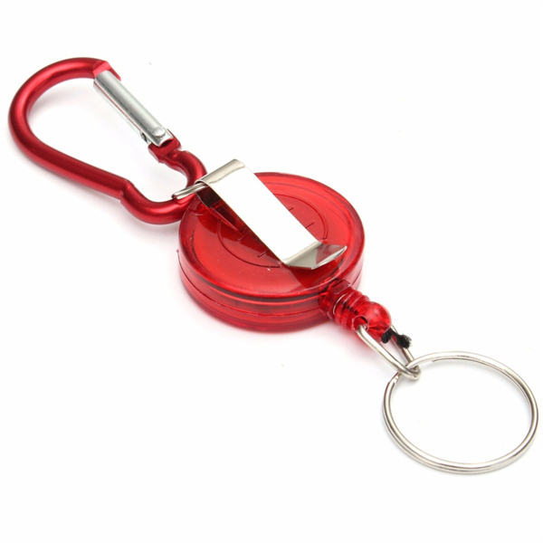 BadgeReelTelescopicKeyBuckleCarabinerRecoilRetractableHolderKeyChain4Colors-1158275-6