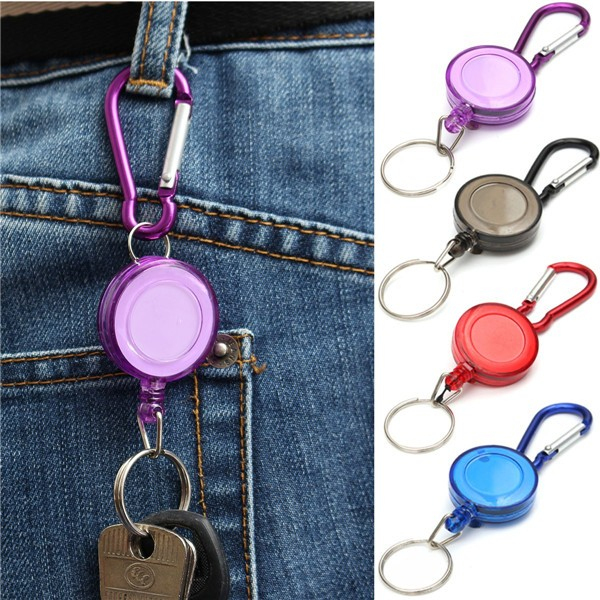 BadgeReelTelescopicKeyBuckleCarabinerRecoilRetractableHolderKeyChain4Colors-1158275-7