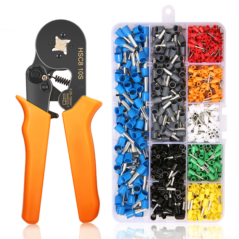 DANIU23AWGto10AWGSelfAdjustingRatchetingFerruleCrimperPlierToolwith800pcsConnectorTerminal-1958609-1