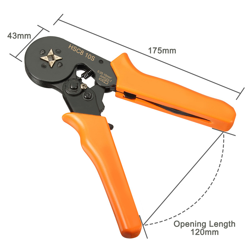 DANIU23AWGto10AWGSelfAdjustingRatchetingFerruleCrimperPlierToolwith800pcsConnectorTerminal-1958609-5