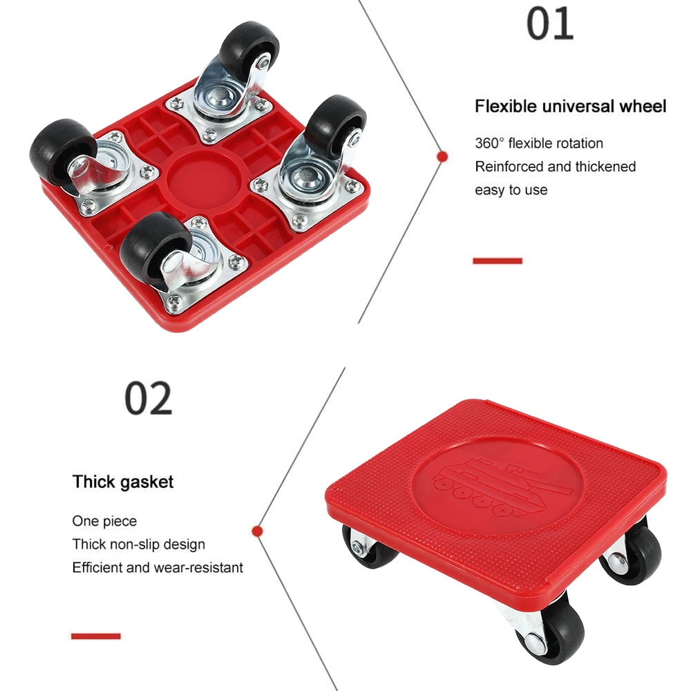 FurnitureLifterMoverSetwithUniversalWheelHeavyDuty400kgCapacityRedCompactRollerBarHandToolsforEasyEf-2006025-6