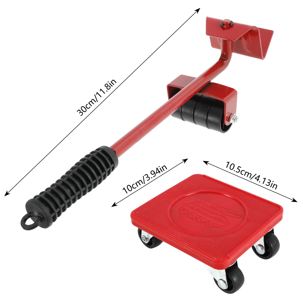 FurnitureLifterMoverSetwithUniversalWheelHeavyDuty400kgCapacityRedCompactRollerBarHandToolsforEasyEf-2006025-10