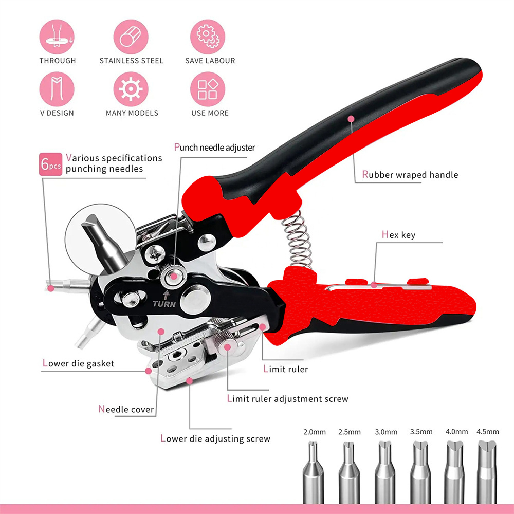 Multi-SizeHolePuncher225335445mmStainlessSteelProfessionalLeatherPunchingToolForDIYCardboardPlasticC-2004964-3