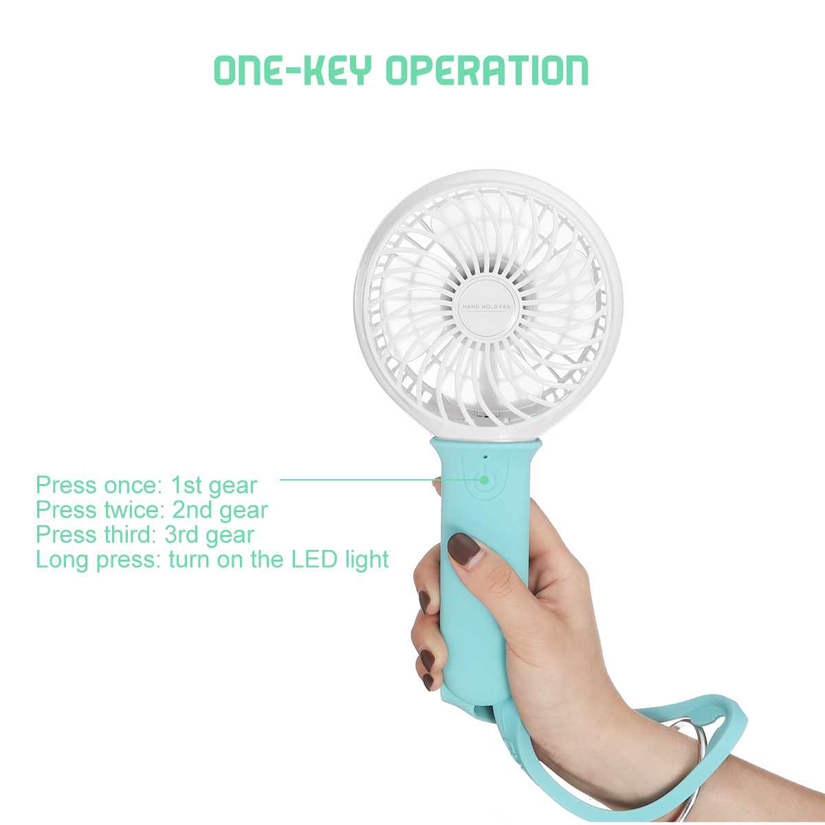 USBCoolingFanPortableHandheldFan3SpeedMiniFanLEDlight2200mAhBatteryHangingFan-1520360-12