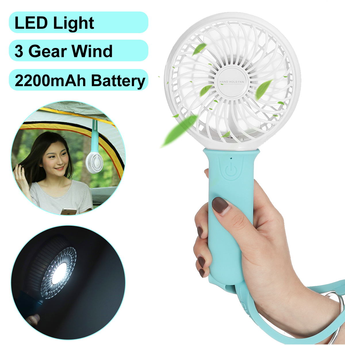 USBCoolingFanPortableHandheldFan3SpeedMiniFanLEDlight2200mAhBatteryHangingFan-1520360-8