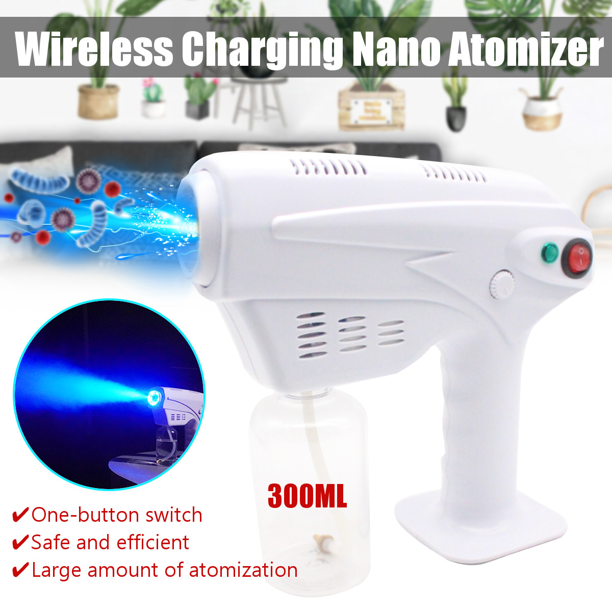 110V-240V300MLNanoSprayerPortableUSBChargingStrongBlueRayDisinfectionMachineWirelessAtomizerForOffic-1735290-1