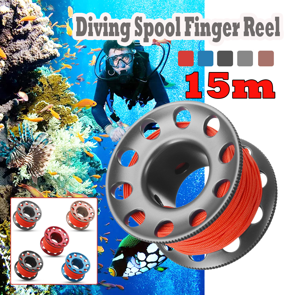 15MSMBScubaAluminumDivingSpoolFingerReelWithSteelDoubleEndSnapClip-1525058-1