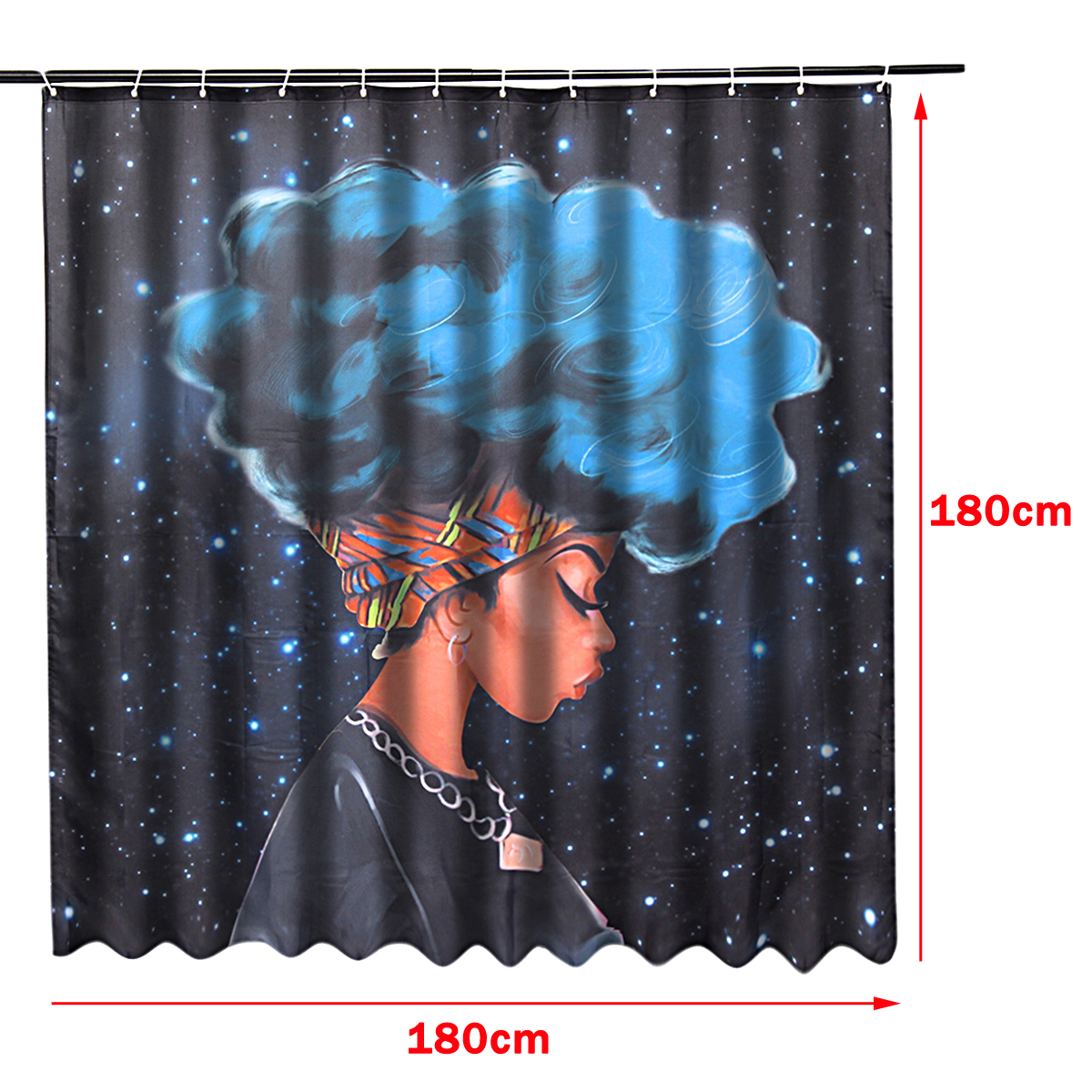 180x180cmAfricanGirlWaterproofPolyesterBathroomShowerCurtain12Hooks-1606551-6