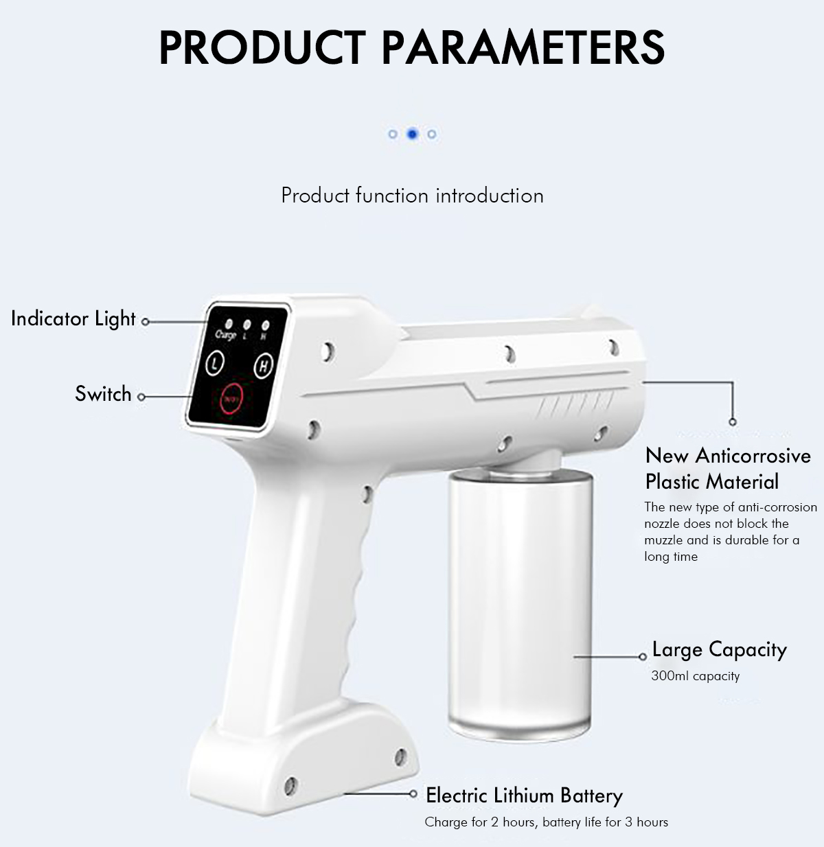 300ml1800mAhElectricULVFoggerNanoSteamSprayerGunsMachineDisinfectantFoggerTouchSwitchforHomeSchoolOf-1843718-10