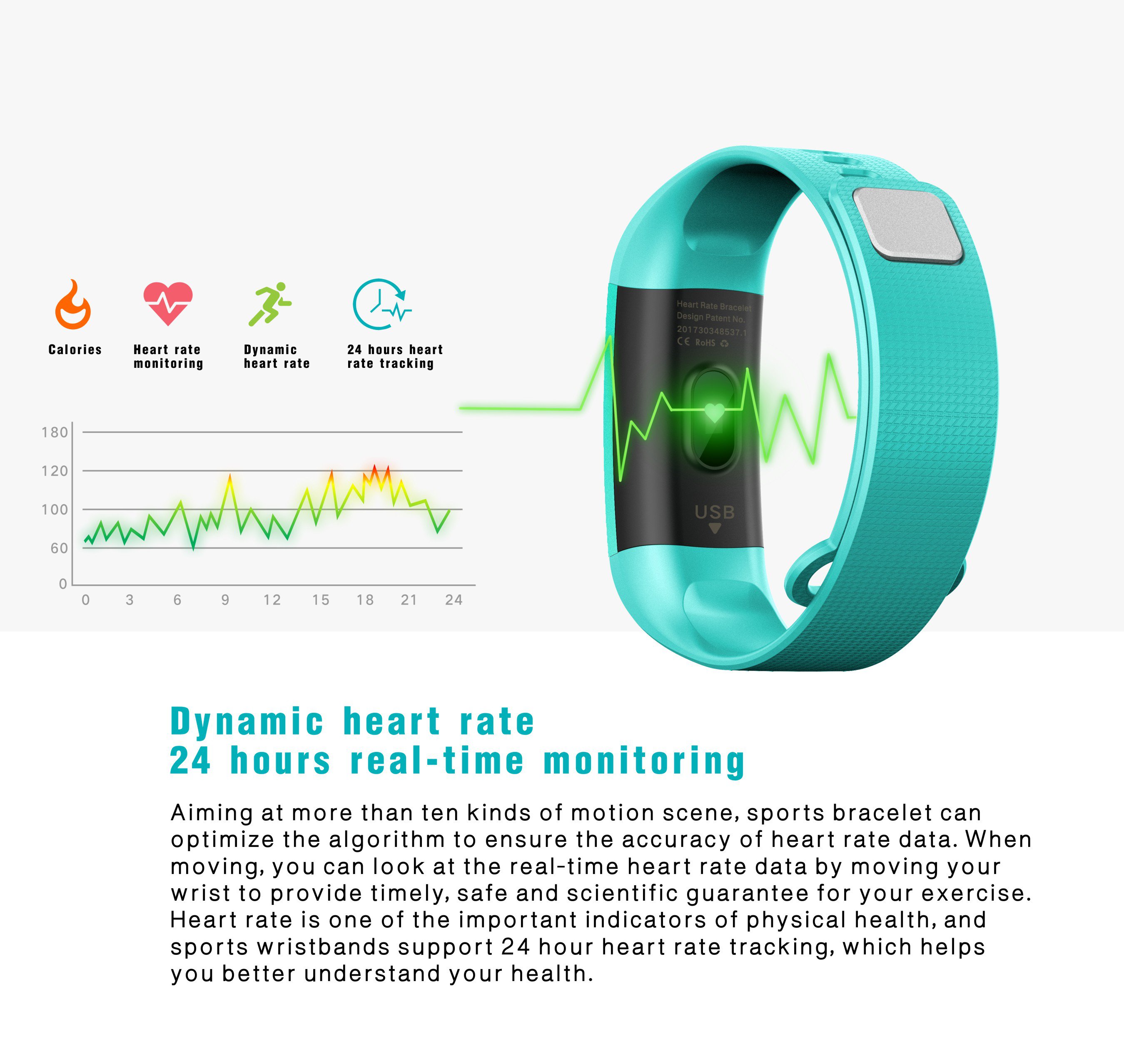 KASCAS8IP67WaterproofHeartRateMonitorBraceletUSBPortableChargingKeepHealthy-1218586-4