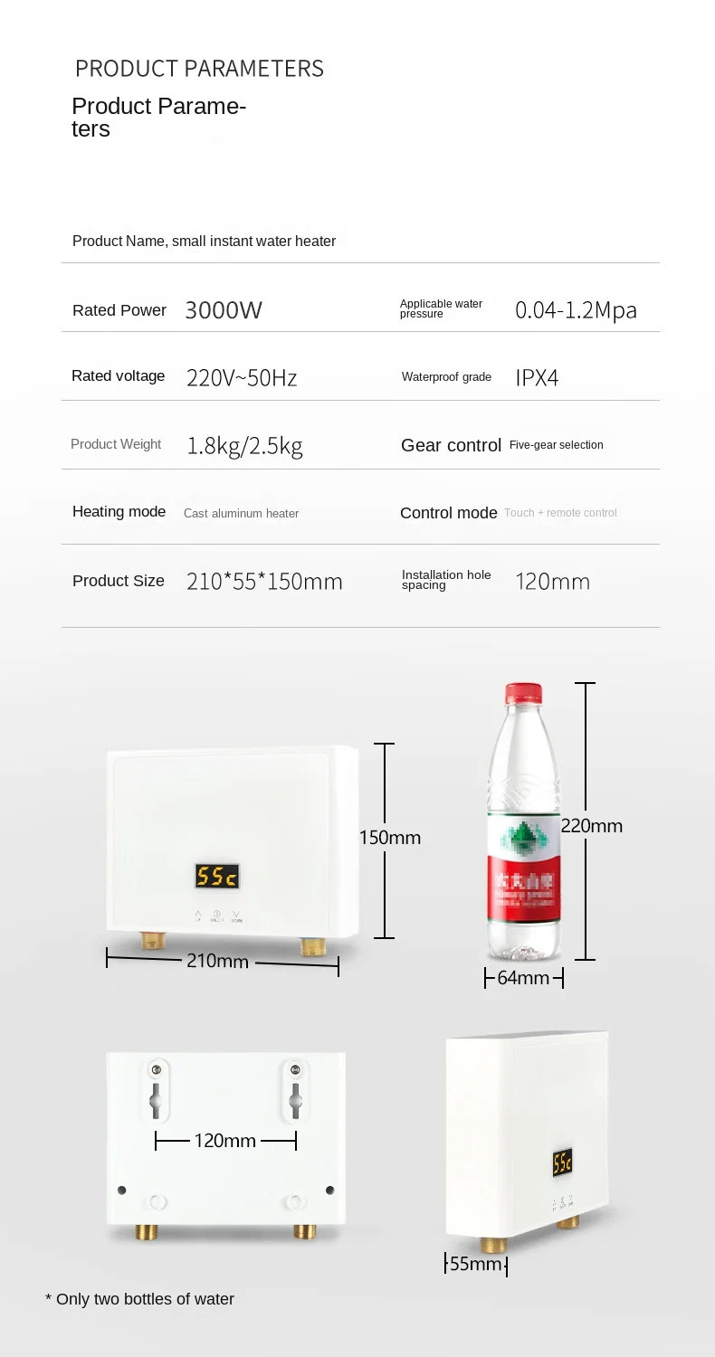 220V3000WInstantWaterHeaterBathroomKitchenWallMountedElectricHotWaterFastHeaterLCDTemperatureDisplay-2009107-6