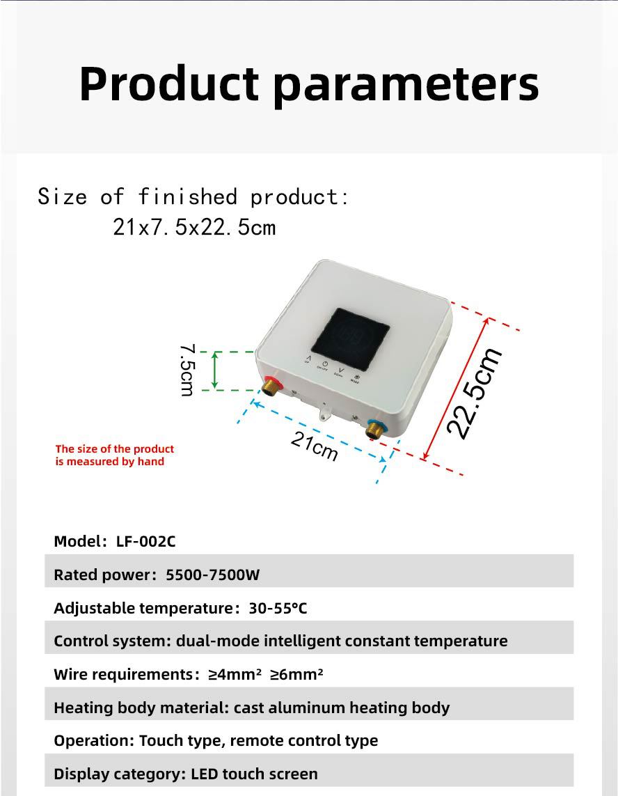 7500W220VInstantWaterHeaterWallMountedElectricWaterHeaterBathroomKitchenLCDTemperatureDisplaywithRem-2013383-8