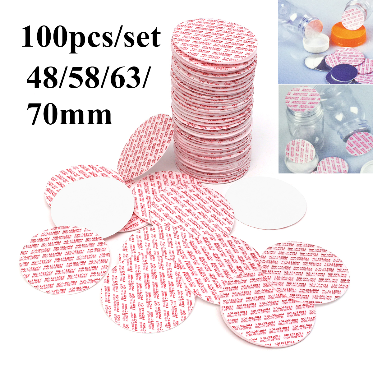 100Pcs48to70mmPressureSensitiveLinerFoamSafetyTamperSealsforJarLidBottle-1193027-1