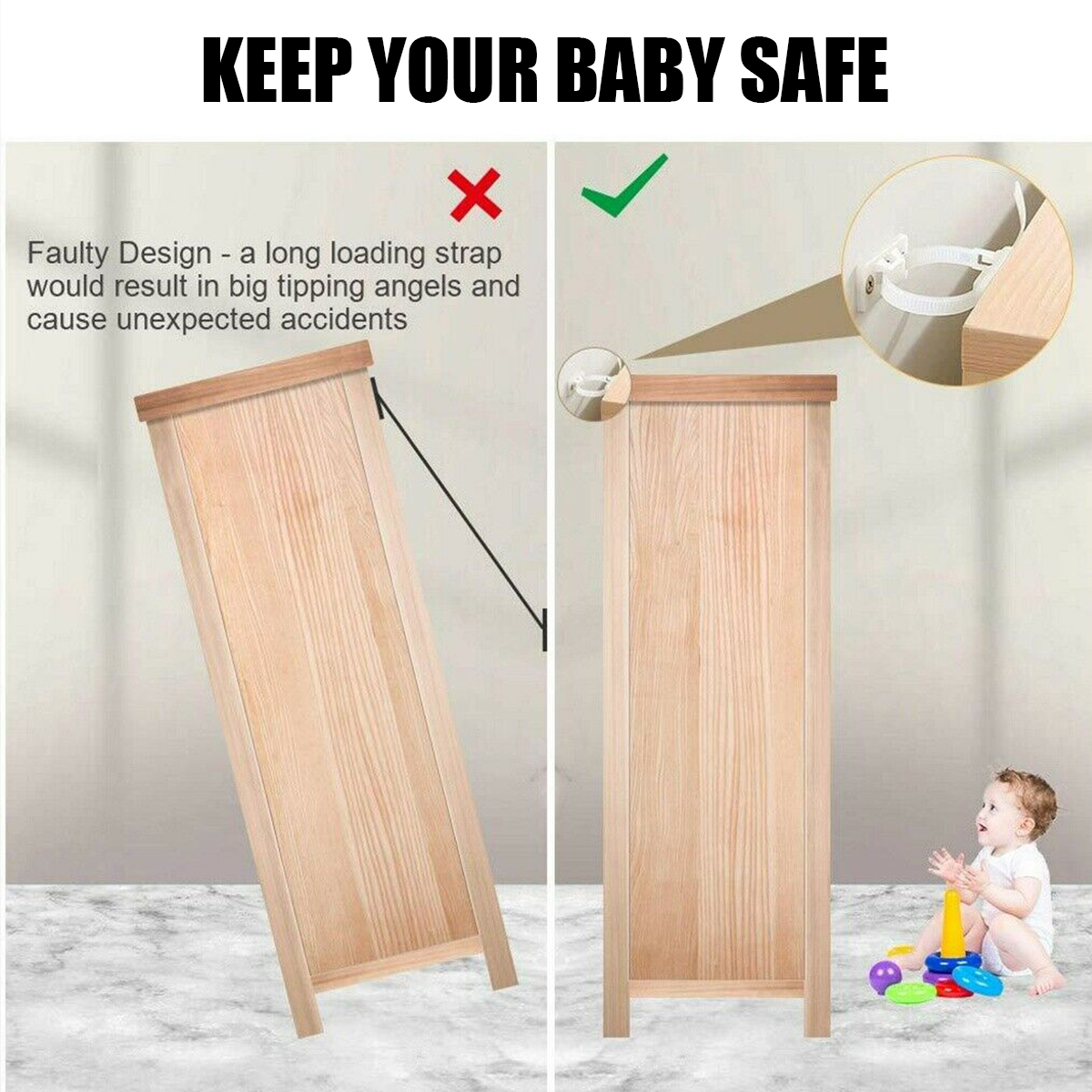 10PcssetPlasticFurnitureReverseBuckleForBabyChildProofingStrapTipLock-1655063-2