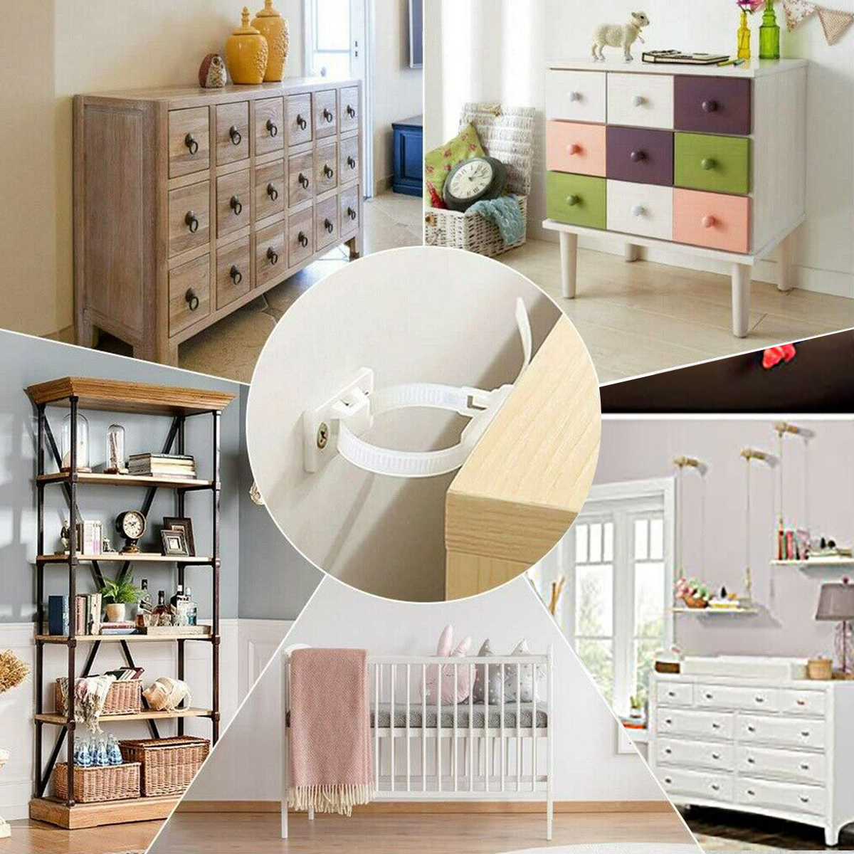 10PcssetPlasticFurnitureReverseBuckleForBabyChildProofingStrapTipLock-1655063-7